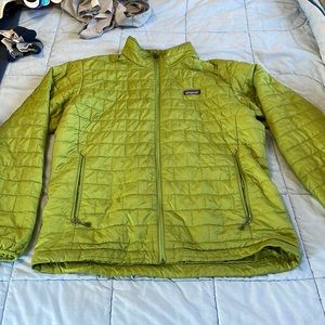 Patagonia lime green nano puff mens